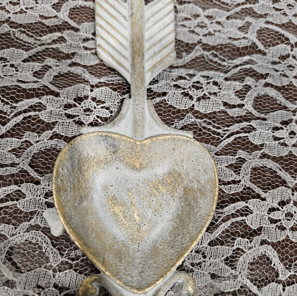 Cbk arrow metal plate decor with heart . Home office decor. Brass color